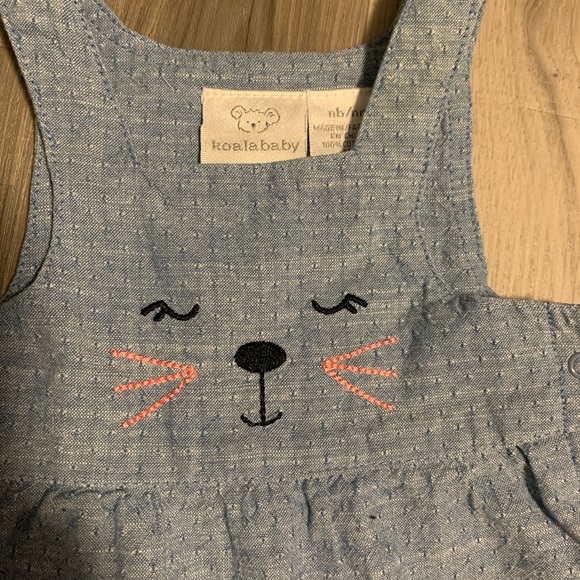 Koala Kids Blue Overalls with Cute Face Design - Picture 4 of 6